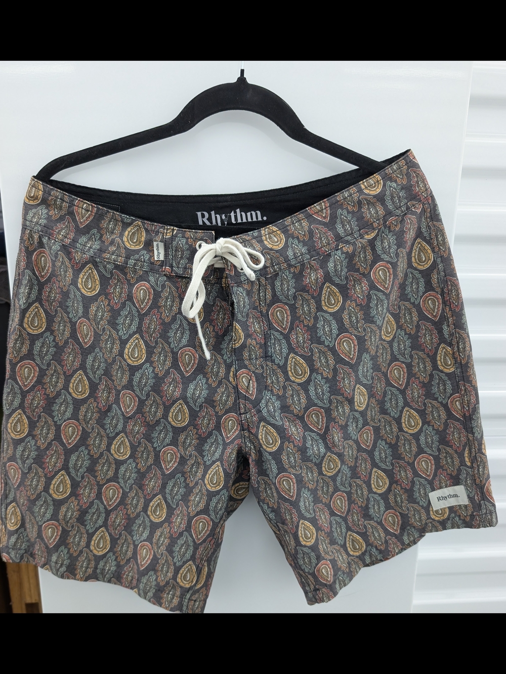 Rhythm. Men's Paisley Swim Shorts - Gray with Multi Paisley